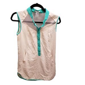 Elsey Womens Sz S Tan Green Solid Sleeveless Long Blousw / Mini Dress